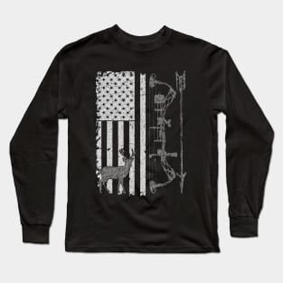 American Deer Hunting Bow Hunter Flag Accessories Long Sleeve T-Shirt